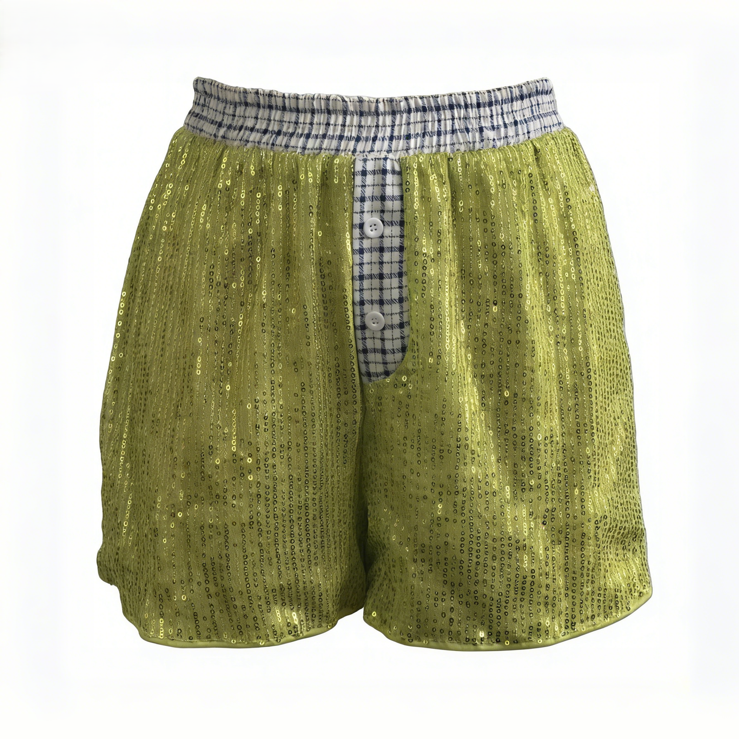 Y2k Sequin & Striped Patchwork Boxer Shorts