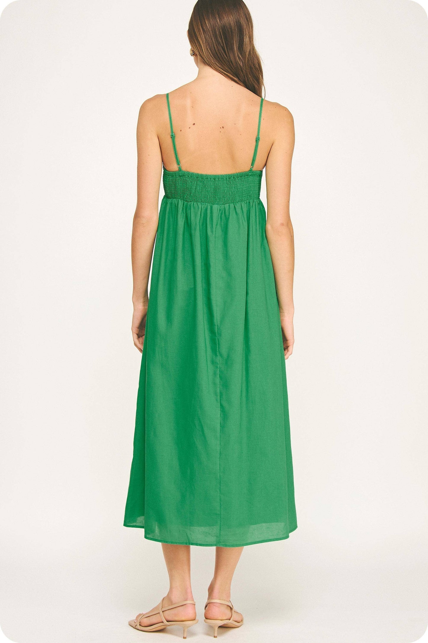 Top Stitch Bustier Linen Midi Dress