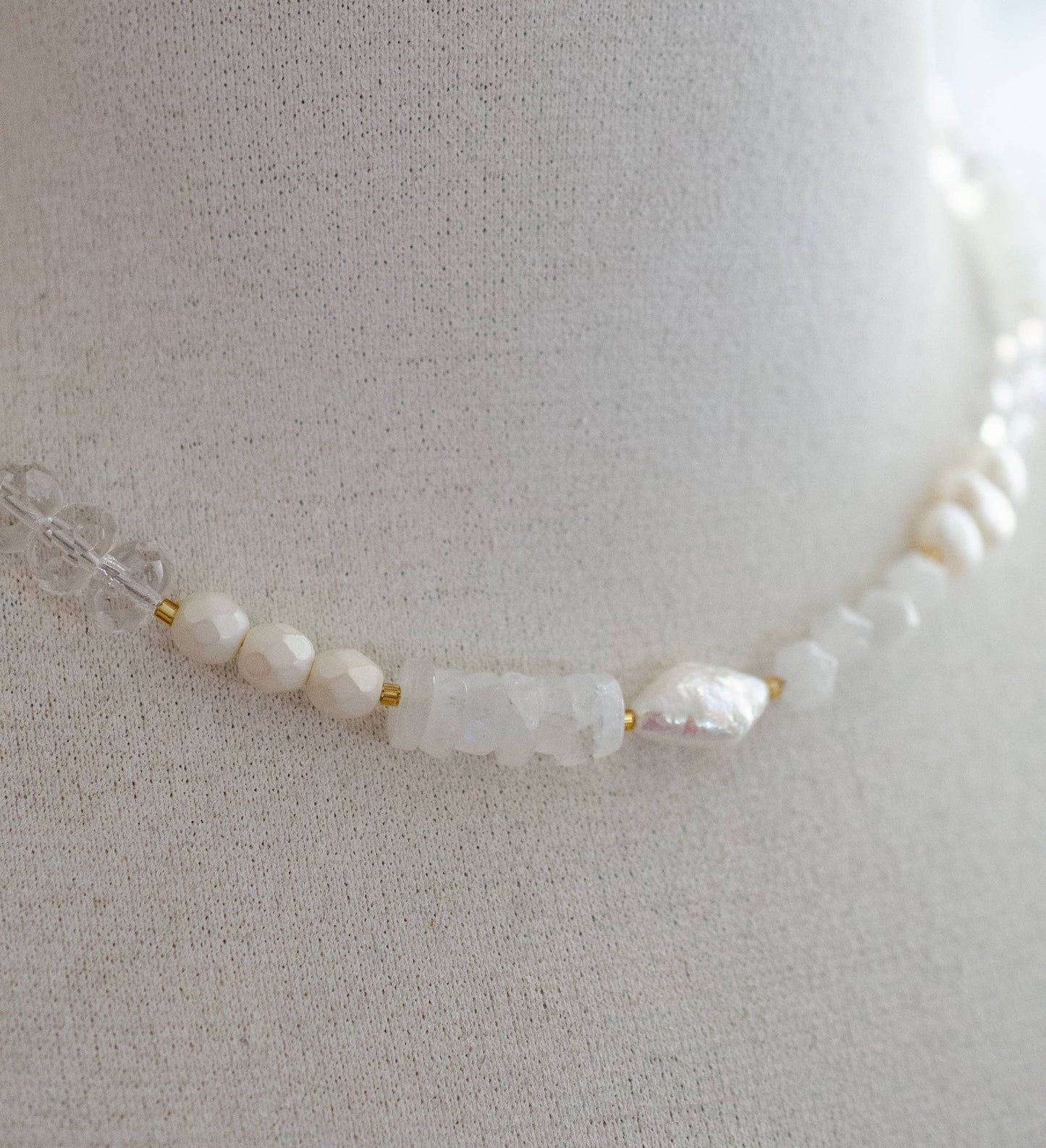 Pearl and Moonstone Beaded Necklace