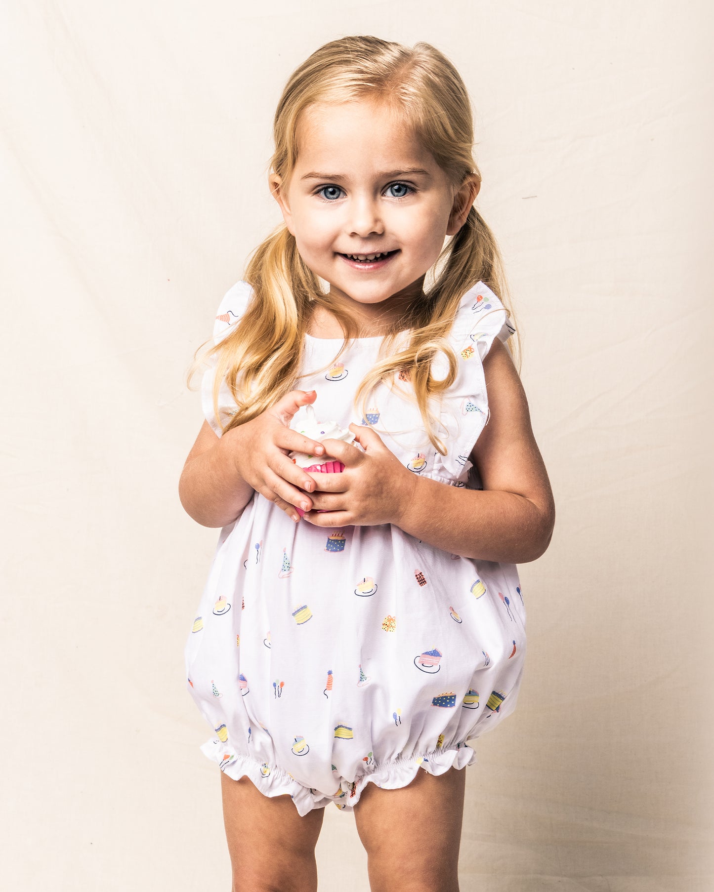 Baby's Twill Ruffled Romper in Birthday Wishes