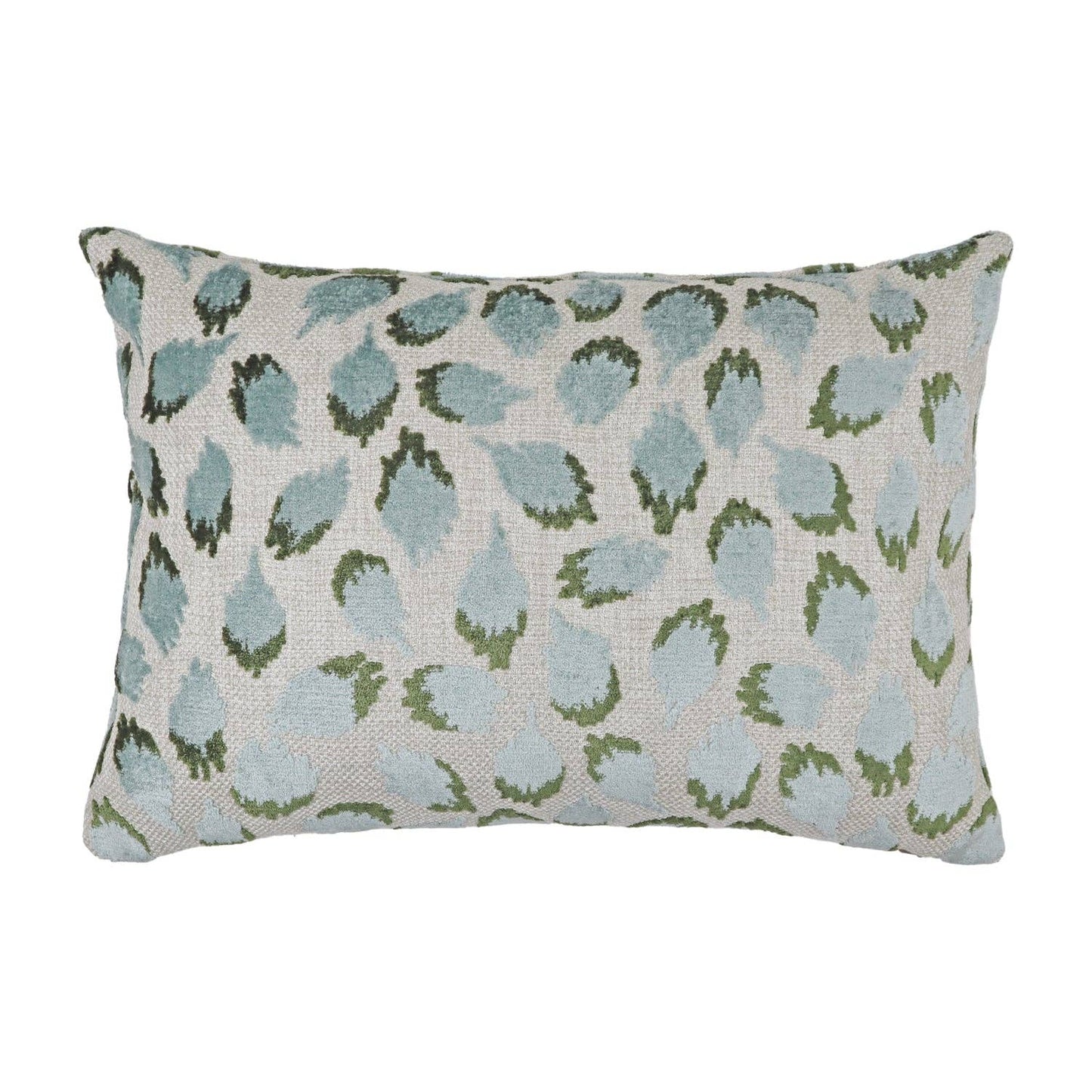 Lottie Mineral -Aqua & Green Spotted Cut Velvet Throw Pillow