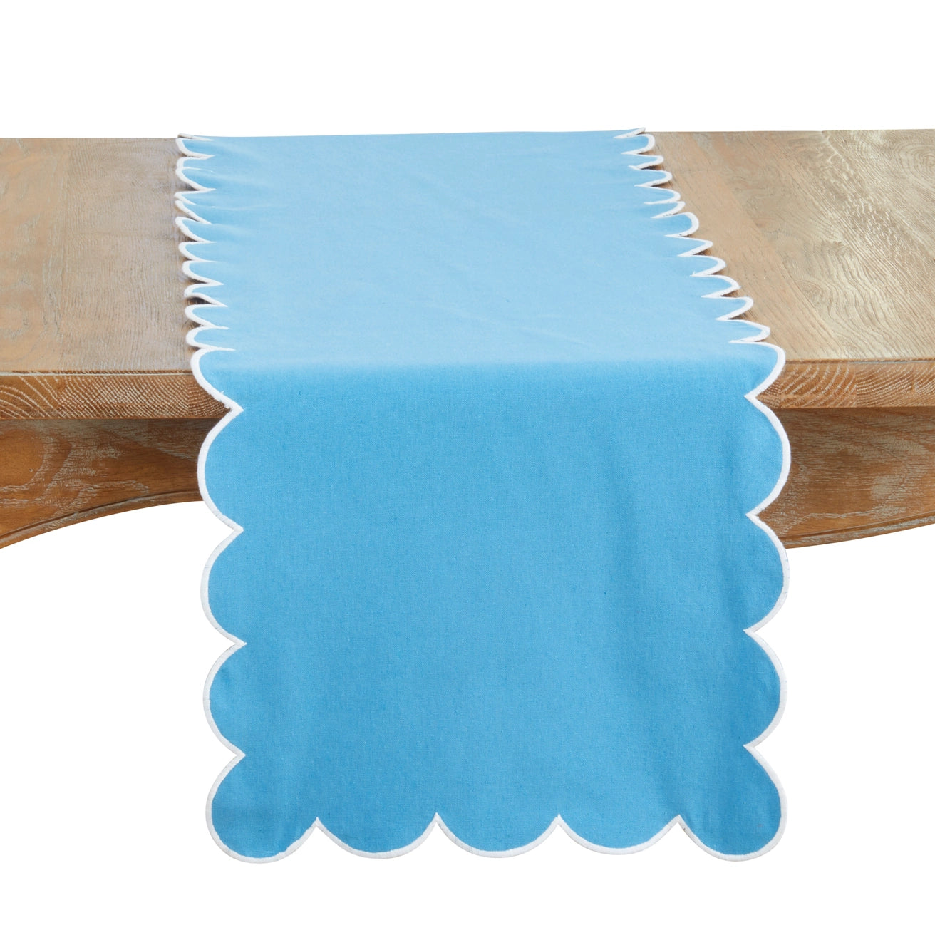 Cotton Scalloped Table Runner | Periwinkle