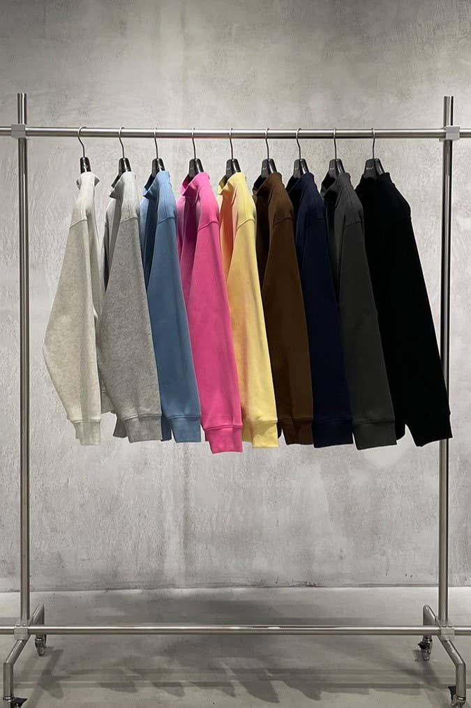 Cotton blend Fleece Oversized mock neck sweatshirt in solid