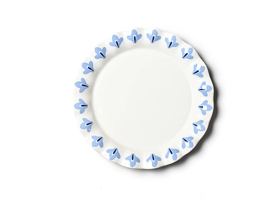 French Blue Sprout Trim Ruffle Round Platter