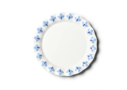 French Blue Sprout Trim Ruffle Round Platter