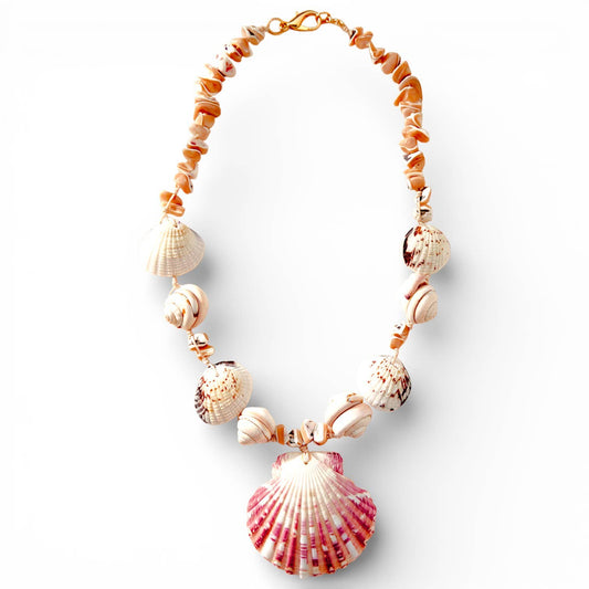 Coastal Beaded Seashell Necklace | Summer Statement Jewelry