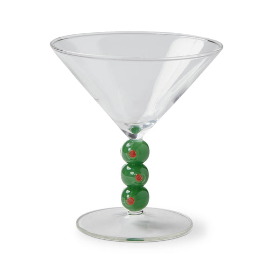 Olive Martini Glass Borosilicate Glass Green Multi