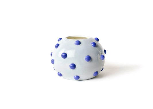 Iris Blue Large Round Vase with Decorative Knobs