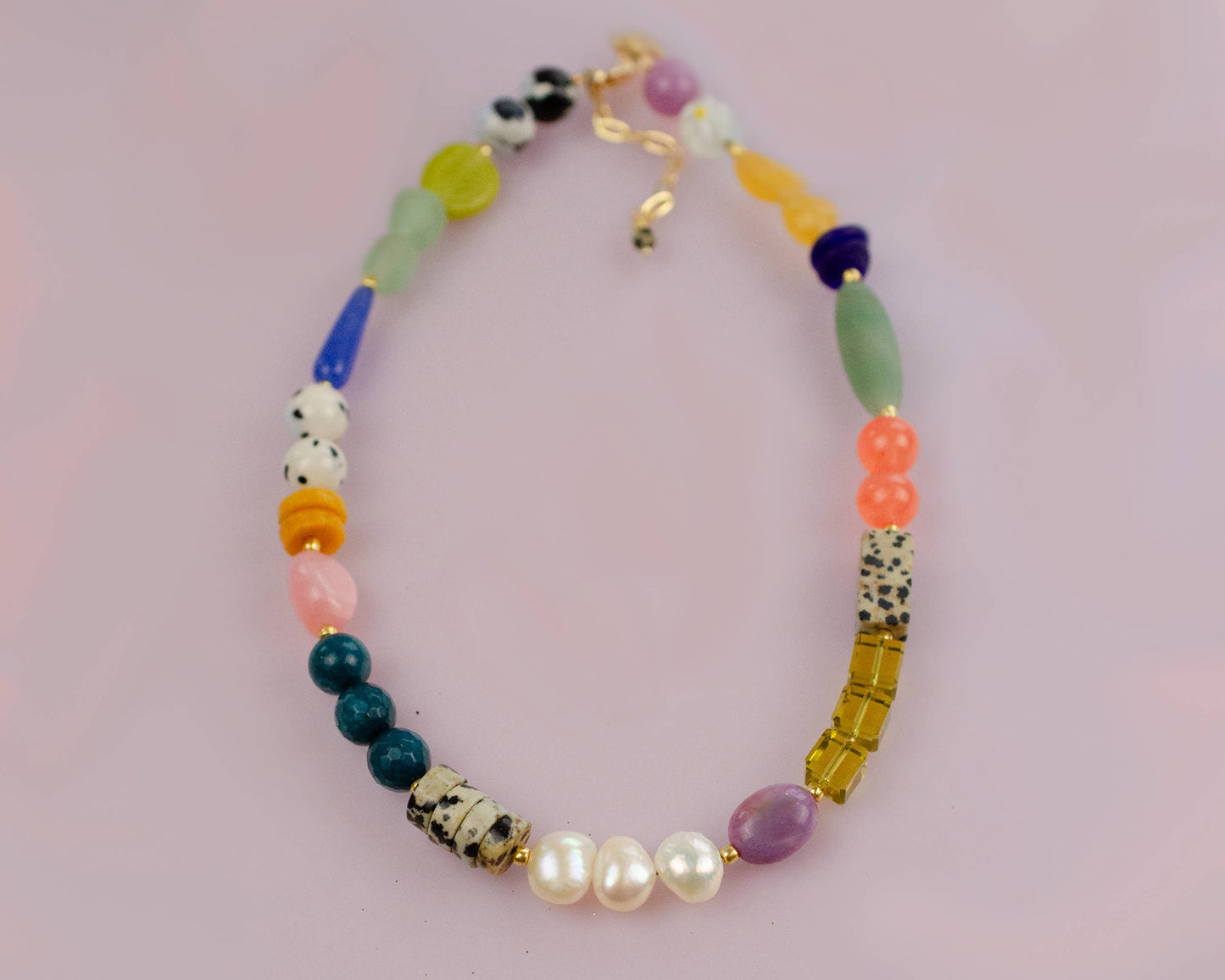Multi Colored Colored Pearl Beaded Necklace