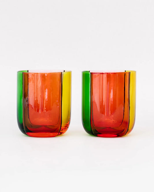 Low Ball Glass Set - Colorblock