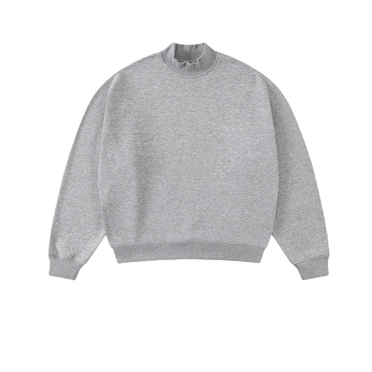 Cotton blend Fleece Oversized mock neck sweatshirt in solid