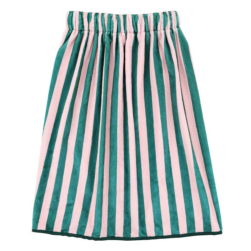 Spa Wrap - Green + Pink Cabana Stripe with Green  Bow