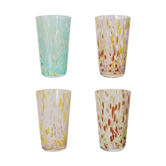 14 oz. Blown Confetti Drinking Glasses (set of 4)