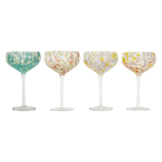 Blown Stemmed Confetti Champagne Coupe Set of 4