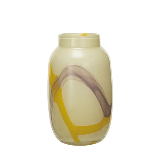 Art Glass Vase w/ Abstract Design