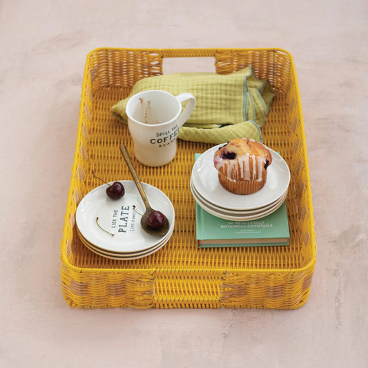 Woven Plastic Tray w/ Handles