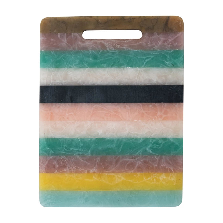 Marbled Resin Striped Cheese/Serving Board w/ Handle