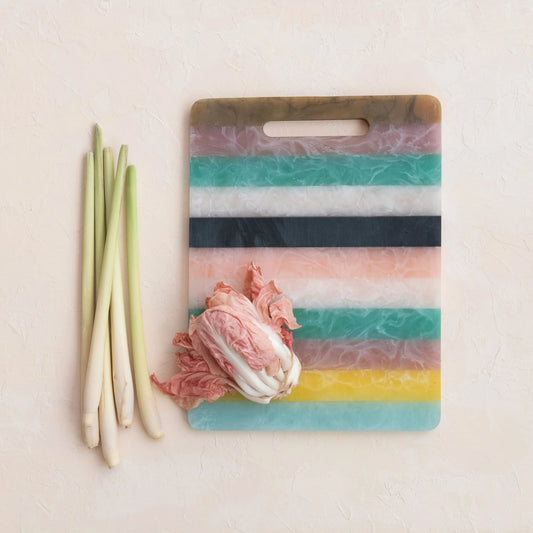 Marbled Resin Striped Cheese/Serving Board w/ Handle