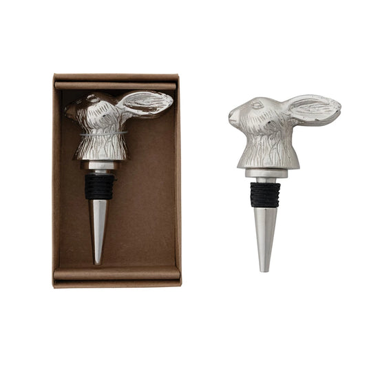 Cast Aluminum Rabbit Head Bottle Stopper