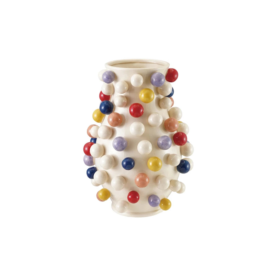 Handmade Stoneware Vase with 3D Balls