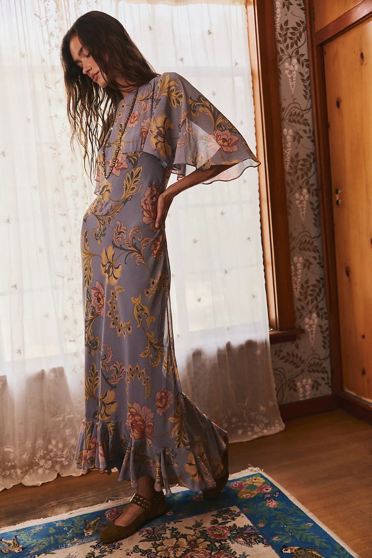 Swan Song Printed Midi Dress