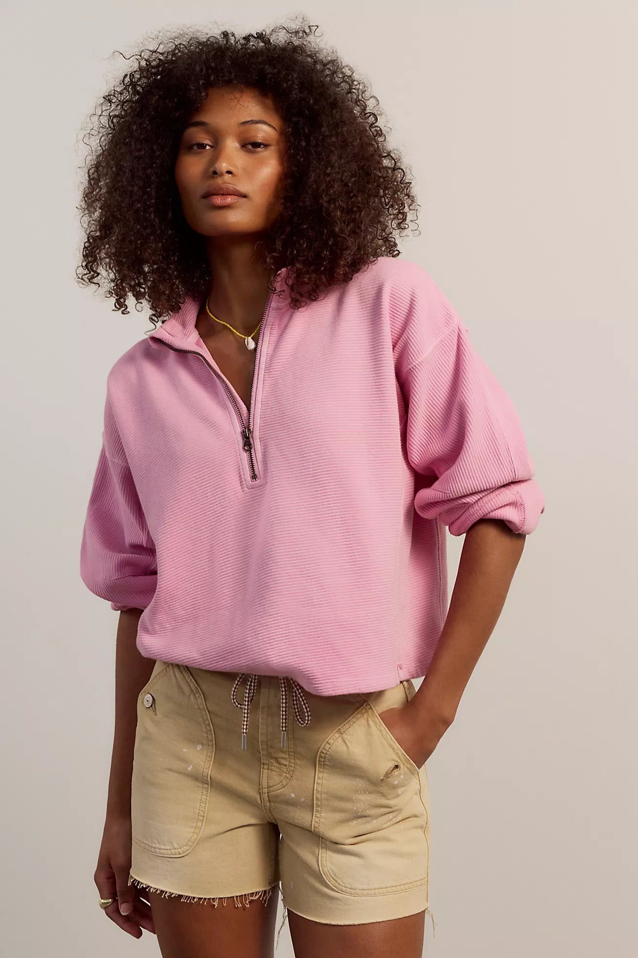 We The Free Celeste Quarter Zip - Hummingbird Pink