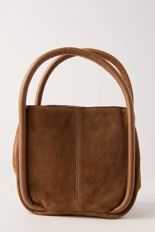Barlow Suede Bucket Bag Cognac