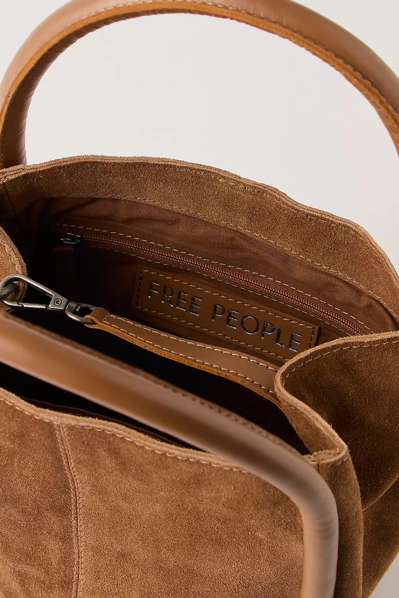 Barlow Suede Bucket Bag Cognac