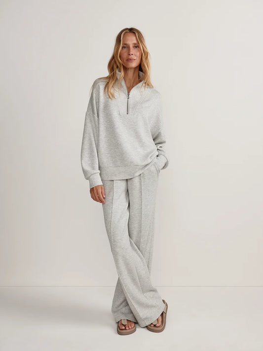 The Wide Leg Pant "28 | Light Grey Marl