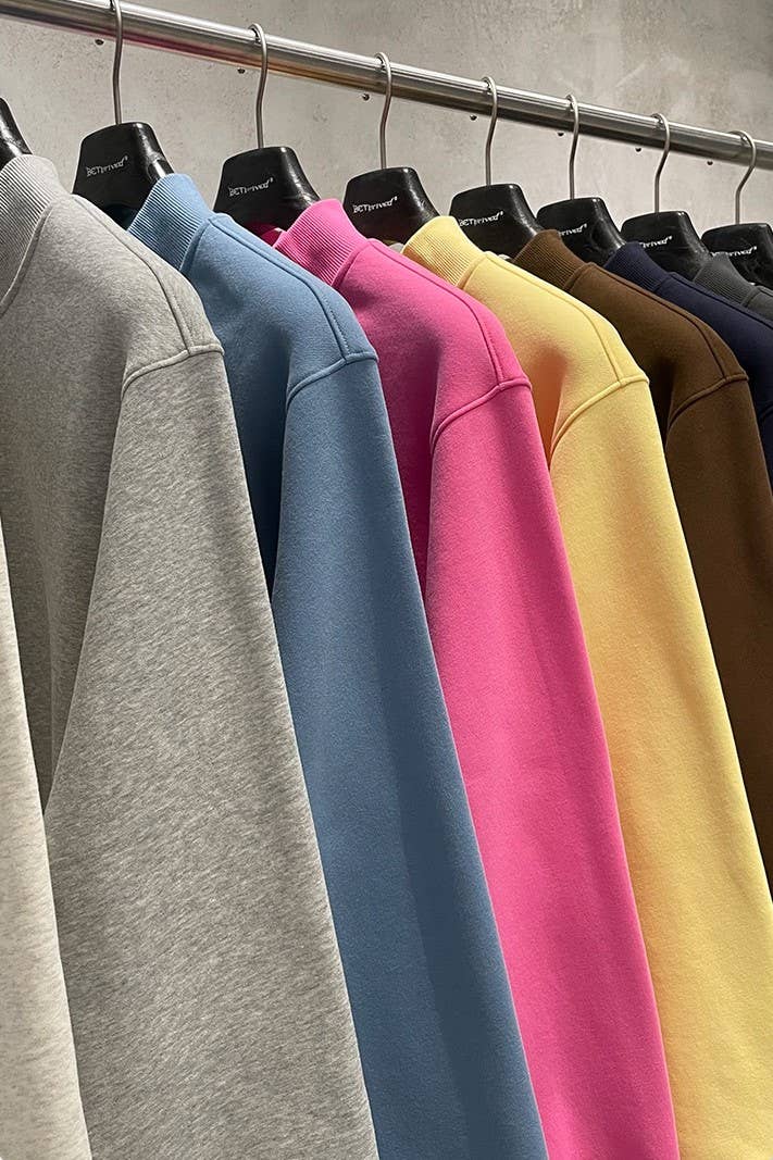 Cotton blend Fleece Oversized mock neck sweatshirt in solid