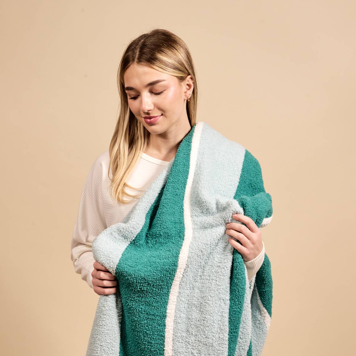Cozy Dreams Luxe Blanket–Sicily Stripes Teal