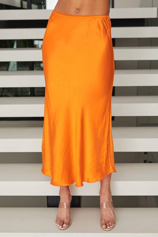 SILKY SLIP SKIRT WITH LACE ELASTIC WAISTBAND  (9298/235110)