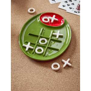 Olive Tic Tac Toe Game Set Earthenware Green Multi
