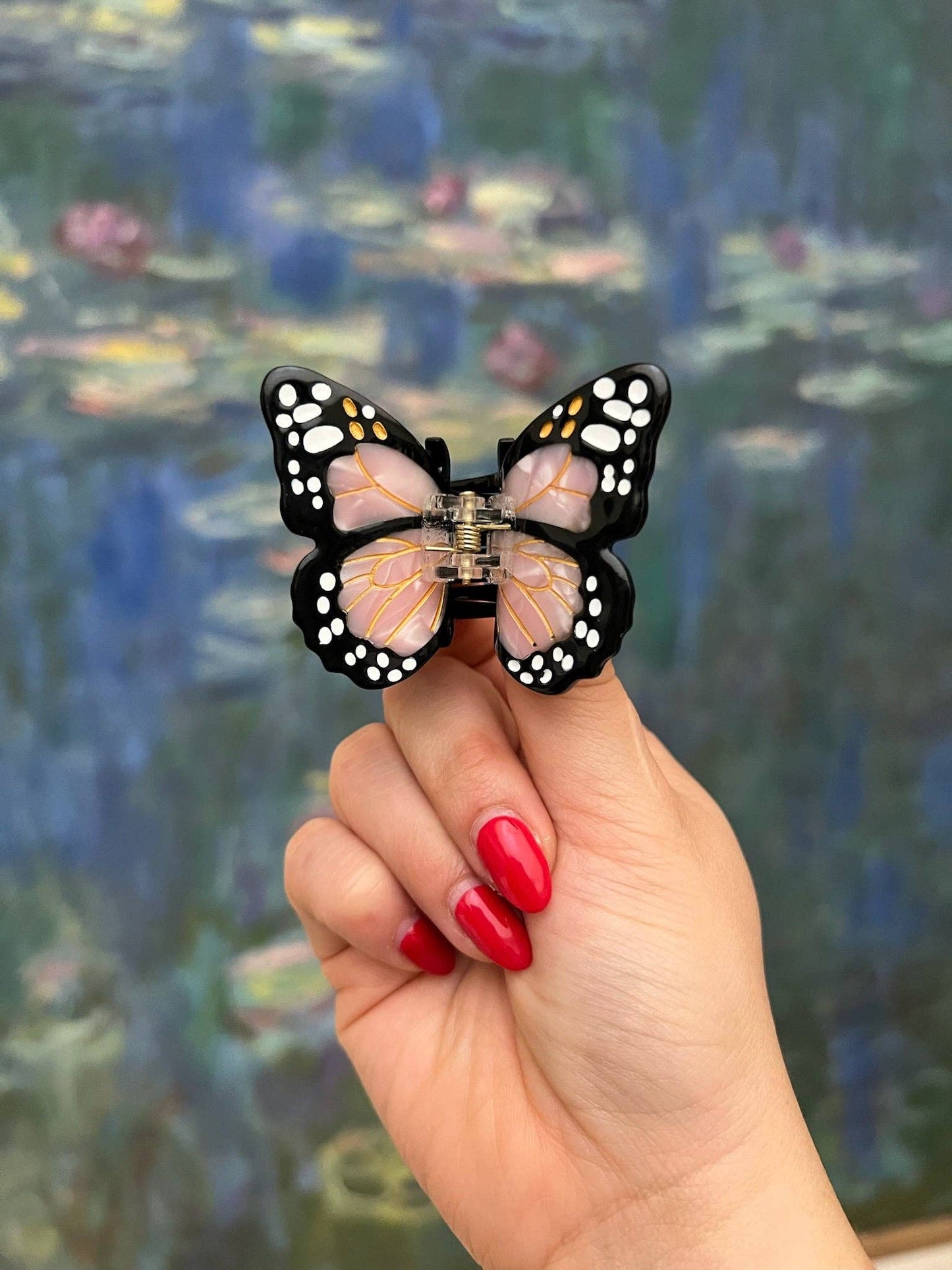 Hand-painted Mini Monarch Butterfly Claw Hair Clip | Eco-Friendly