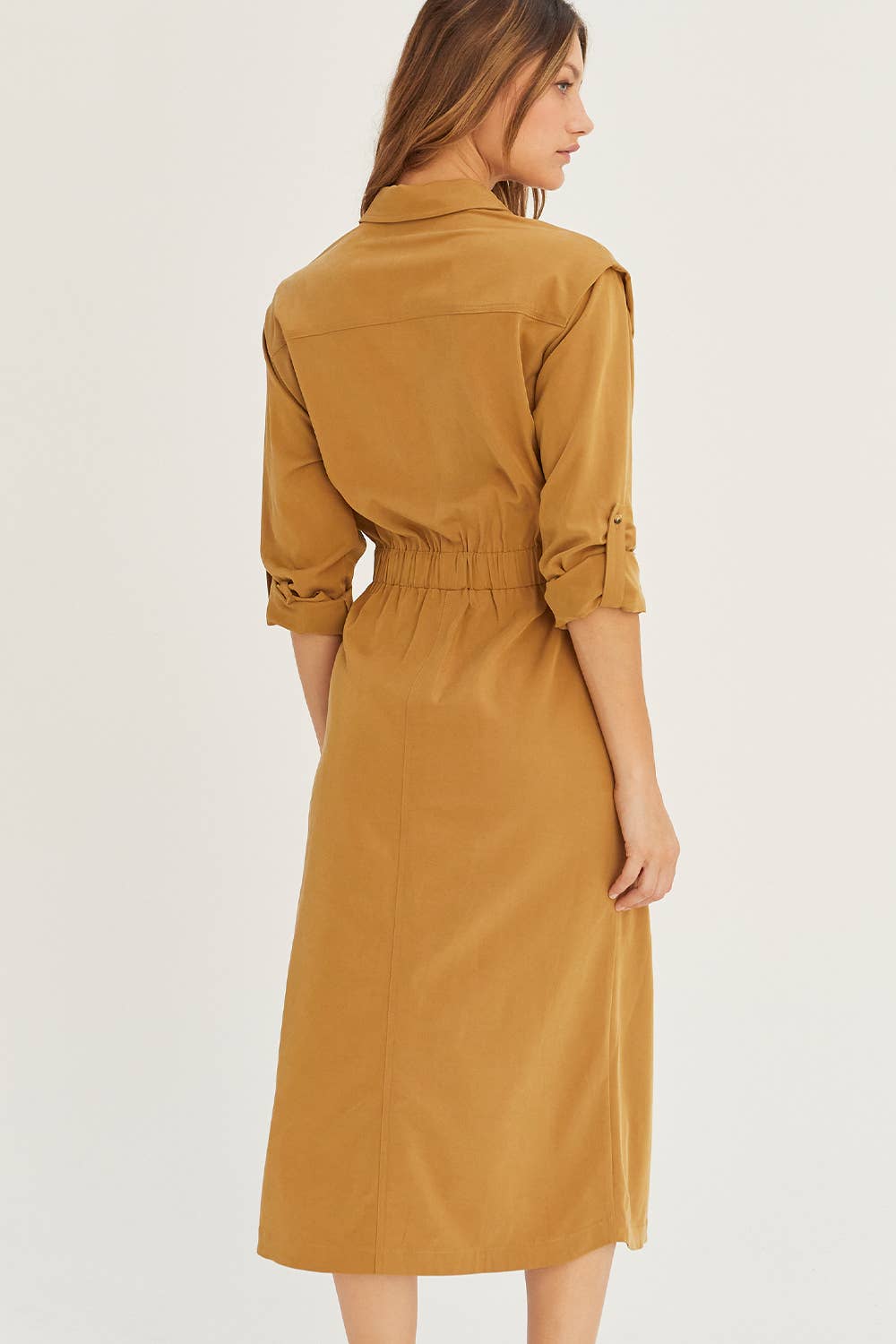 Button Up Utility Midi Dress
