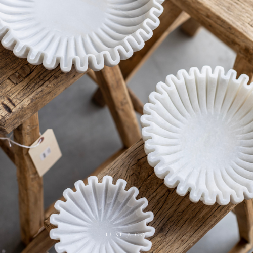 Marble Fluted Scalloped Bowls