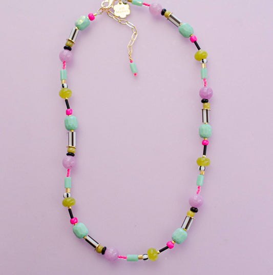Neon Beaded Friendship Necklace