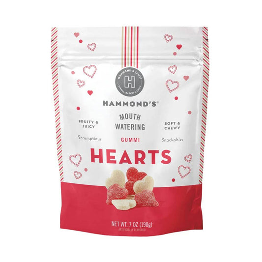 Gummi Candy - Red & White Hearts - 7 oz Resealable Bag