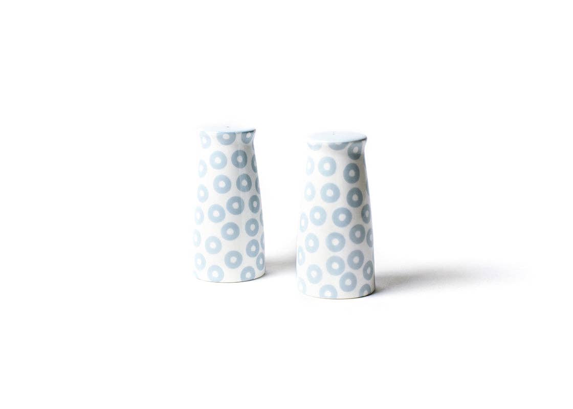 Iris Blue Pip Pedestal Salt and Pepper Shaker Set