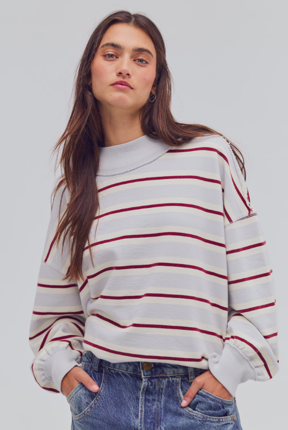 Palm Springs Striped Pullover | Worn Blue