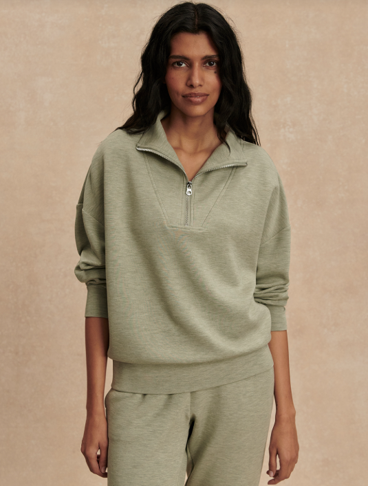 Hawley Half Zip Sweat in Shadow Marl