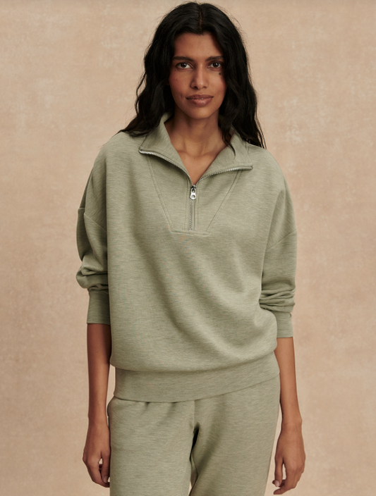 Hawley Half Zip Sweat in Shadow Marl