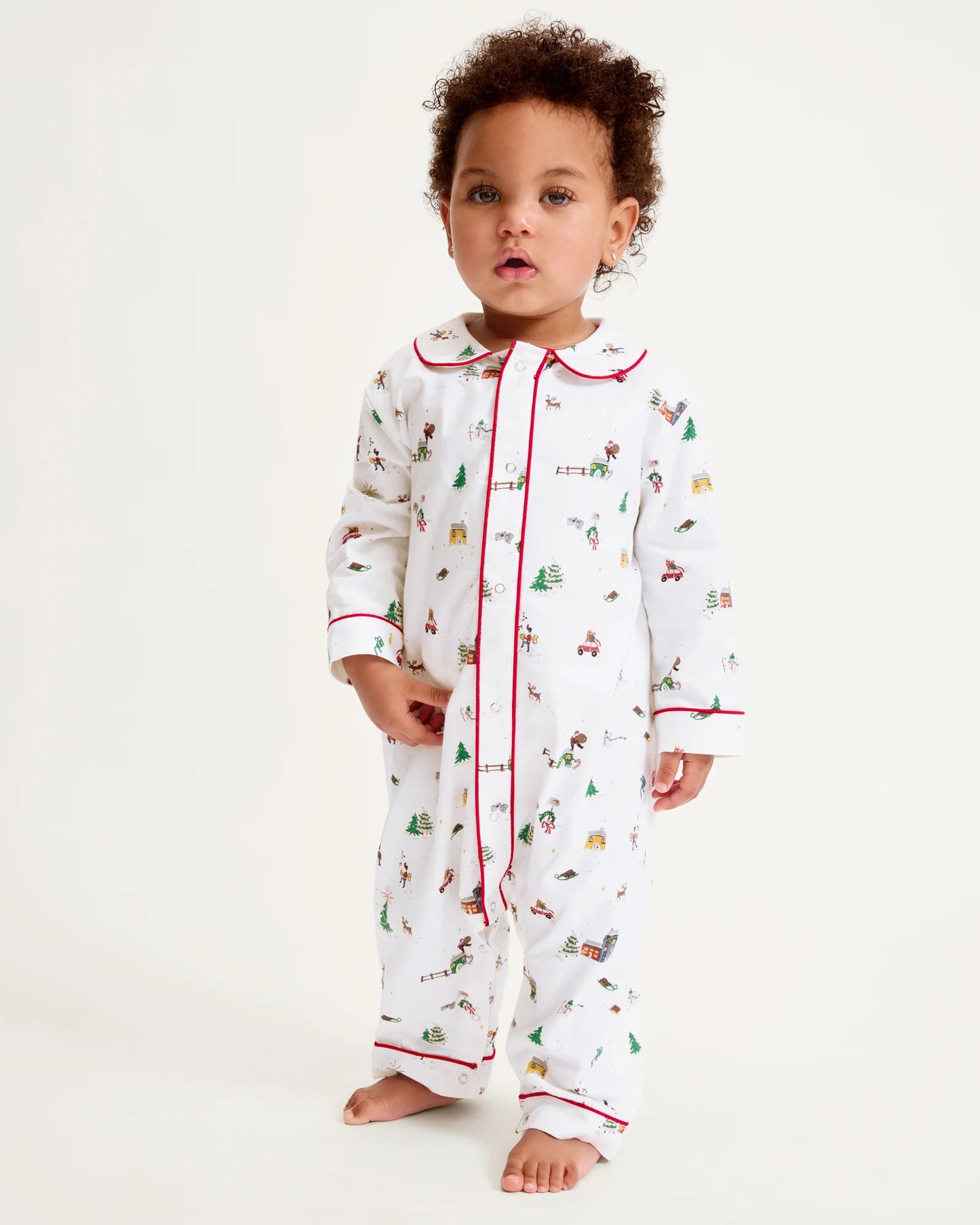 Baby's Twill Cambridge Romper in Holiday Town