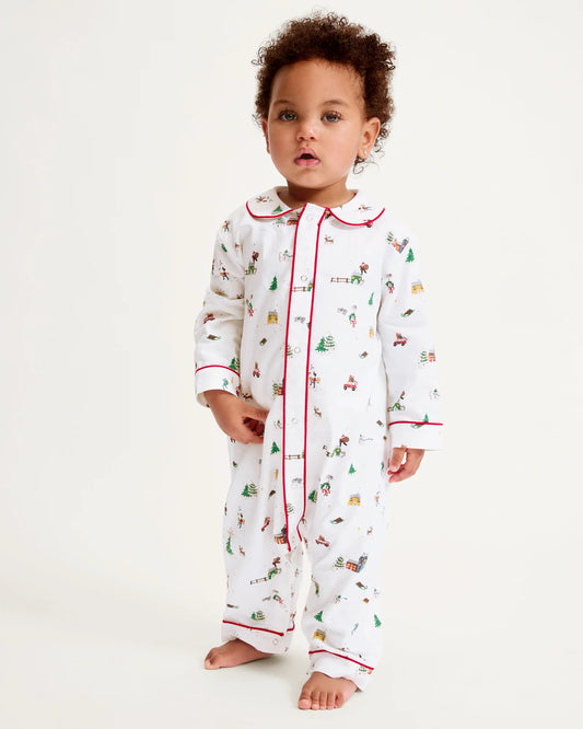 Baby's Twill Cambridge Romper in Holiday Town