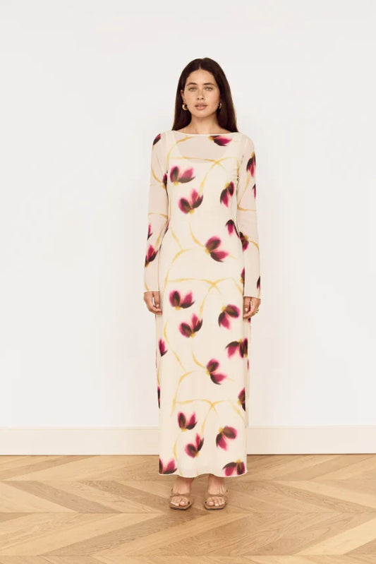 Emery Mesh Midi Dress - Floral