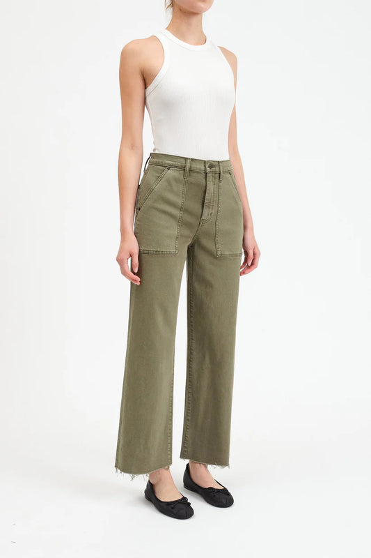 Pleaser Utility High Rise Wide Ankle in Jade