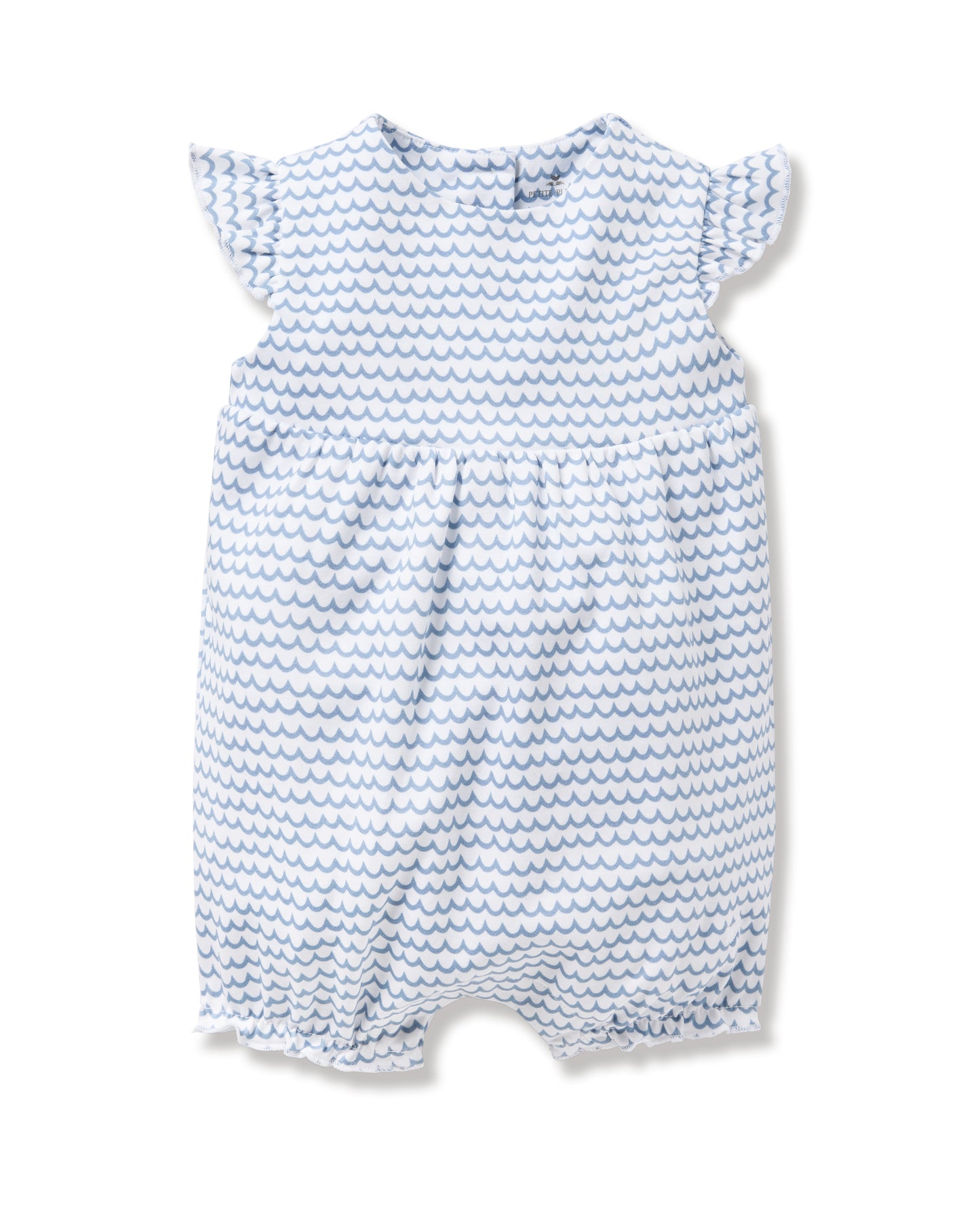 Baby's Twill Ruffled Romper in La Mer