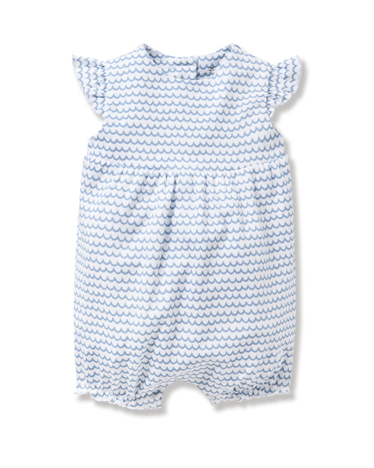 Baby's Twill Ruffled Romper in La Mer