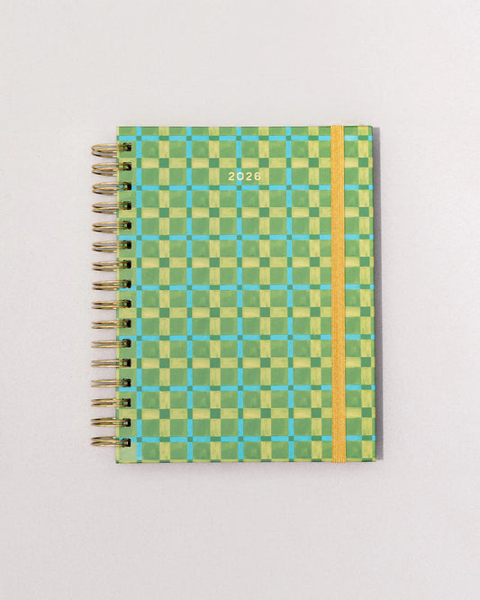 Medium 12-Month Annual Planner - Green Plaid