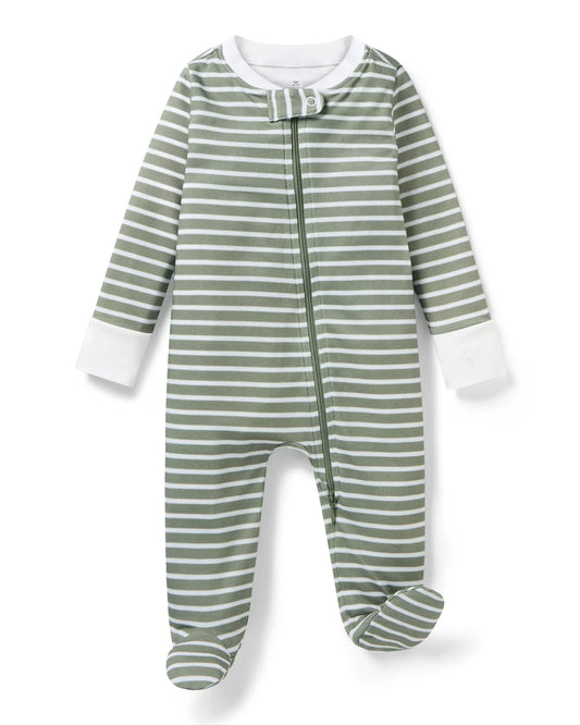 Baby's Pima Romper in Sage Stripe